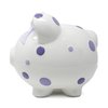 Child to Cherish Ceramic Polka Dot Piggy Bank for Girls, Purple
