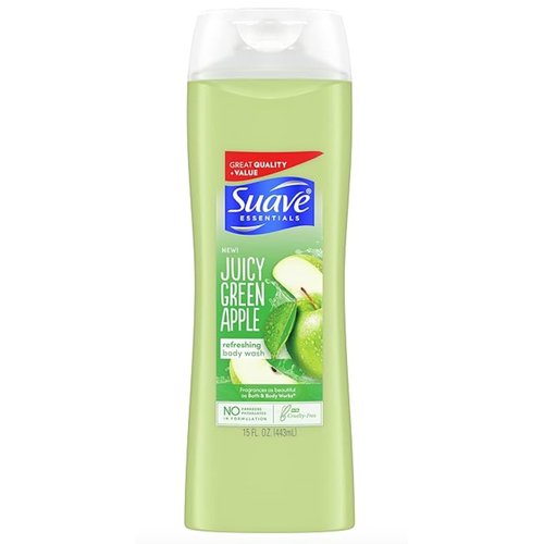 Generic Essentials Suave Body Wash for Hydrated Skin Juicy Green Apple 15 oz (Pack of 2)