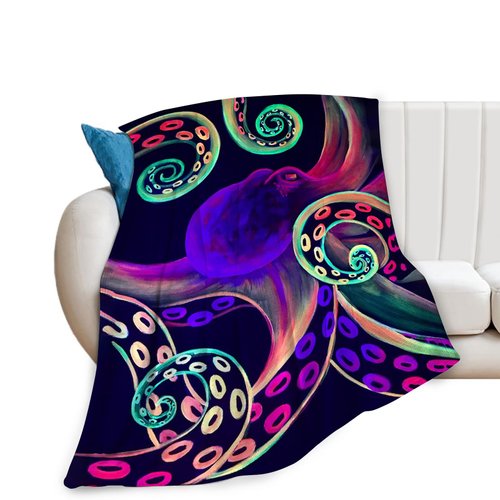 Devilfish Blanket Colorful Octopus Throw Blanket Marine Life Blanket Gifts Soft Comfort Blanket for Couch Sofa Bed 40"x50"