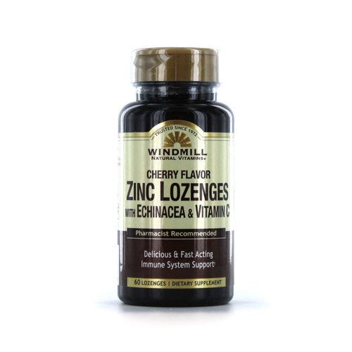 Windmill Vitamins Zinc Lozenges With Echinacea & Vitamin C - Cherry Flavor, 60 Lozenges, 60 Servings, 60 Count