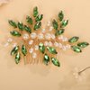 BERYUAN Crystal Rhinestone Hair Comb Rhinestone Pearls Headpiece Teardrop Rhinestone Wedding Hair Accessories for Women (green)