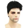 Wiginway Men Short Black Straight Wig Natural Looking Daily Casual Wear Synthetic Haircut Wig 6 Inch (4RA6 Black)