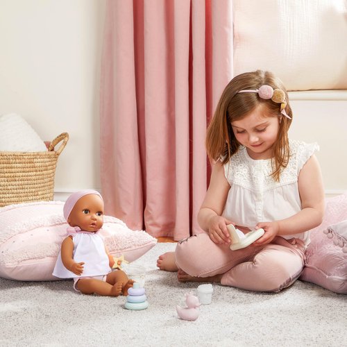 Lullababy – 9-Pc Baby Doll Changing Set – Diaper, Baby Wipes & Stacking Rings – 14-inch Baby Doll Accessories – Pretend Play – Toys for Kids Ages 2 & Up – Baby Doll Play & Care Set