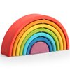 AVDAR 7Pcs Wooden Rainbow Stacker Toy, Wooden Rainbow Stacking Toy, Montessori Nesting Puzzle for Kids, Rainbow Blocks