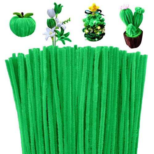 Mnuizu 200pcs Pipe Cleaners,Pipe Cleaners Chenille Stems for Craft, Fuzzy Sticks Christmas Craft Supplies for DIY Art & Creative Crafts Decorations（Fruit Green）