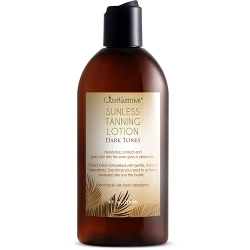 Sunless Tanning Lotion Dark Tones | Indoor Self- Tanner | Dark Tanning Lotion | Body Tanning Lotion | Sun Kiss Glow | Self-Tanning Lotion with Bronzer | Just Nutritive | 8 Oz