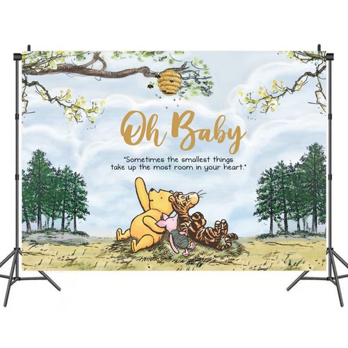 Winnie Backdrop Oh Baby Design Photography Background Pooh Baby Shower Decorations 57 x 37 Inch B...