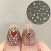 8 Sheets Gold Sun Star Nail Art Stickers Bronzing Moon Nail Decals 3D Self-Adhesive Red Heart Nail Stickers Exquisite Glitter Rose Gold Silver Star Moon Design Women Girls for DIY Nail Decorations