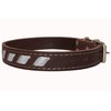 Genuine Leather Reflective Dog Collar 24"x1" Brown Fits 17"-21.5" Neck