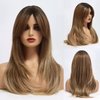 Long Brown Wig for Women Curtain Bangs Wig Layered Shoulder Length Heat Resistant Synthetic Wigs for Women with Bangs 24 IN
