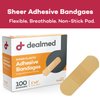 Dealmed Sheer Plastic Flexible Adhesive Bandages – 100 Count (3 Pack) Bandages with Non-Stick Pad, Latex Free, Wound Care for First Aid Kit, 1" x 3"