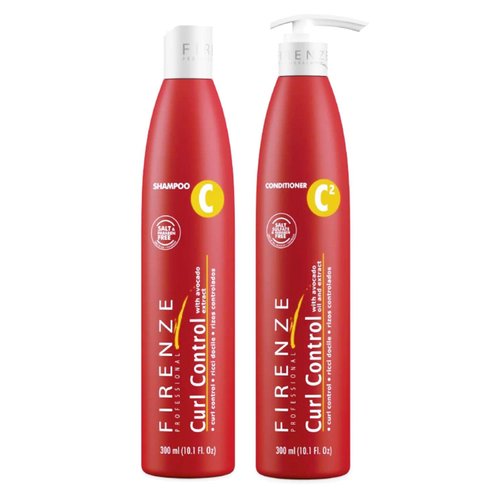 Firenze Professional Curl Control with avocado extract Shampoo and Conditioner, Includes Gift bag