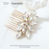 Easedaily Rhinestone Bride Wedding Hair Comb Gold Crystal Bridal Hair Piece Hair Accessories for Women and Girls