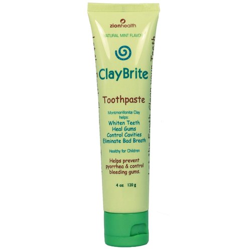 Zion Health Claybrite Natural Toothpaste, Natural Mint, 4 Ounce (Packaging may vary)