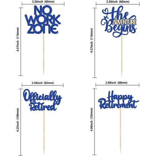 24Pcs Happy Retirement Cupcake Toppers Officially Retired Cake Toppers No Work Zone Adventure Begins Cupcake Picks Retirement Theme Farewell Birthday Party Decorations Supplies Dark Blue