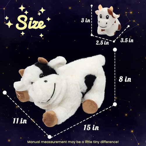 Hopearl LED Plush Cow Lighting Up Stuffed Mommy Cow with 3 Baby Dairy Cows in her Tummy Floppy Stuffed Animal Playset Night Lights Glow in The Dark for Mom Toddlers, 15''