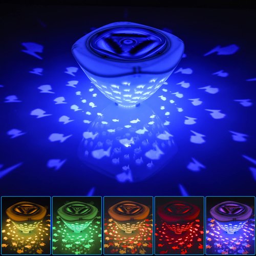 Floating Bathtub Light, Swimming Pool Lights with Colorful Fish Pattern for Light up Bath Toys, Aquariums, Party Decoration Lights (3AAA Batteries Powered, Not Included)