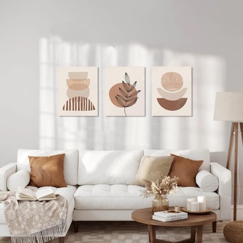 Minimalist Boho Wall Art Set of 3, Mid-Century Modern Wall Art, Bathroom, Office (12"x16")