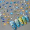 5D Embossed Seashell Starfish Nail Art Stickers Self- Adhesive Nail Decals Ocean Theme Nail Art Supplies for Nail Decorations Marine Life Summer Acrylic Nails Adhesive Slider for Women DIY Manicure