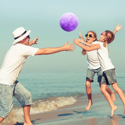4 Pcs 9 Inch Inflatable Balls for Kids & 1 Hand Pump, Bouncy Balls Beach Ball Kickball Toys Balls for Pets School Playground Ball Indoor/Outdoor Playballs Marbleized Inflatable Bouncing Balls-Purple