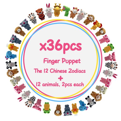 36 PCS Finger Puppets Set Mini Stuffed Animals Finger Puppet for Storytelling Playing Teaching Shows Playtime Schools Birthday Party Gift Favor Supplies