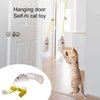 Gray Interactive Cat Toy, Hanging Self-Play Little Mouse Shaped Toys Cat Toy, Built-in Sound, Relieve Boredom, Hanging Squeak Mouse Stretchy Feather Plush Cat Toy with Adhesive Hooks