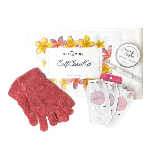 HER-MINE Gift Set for Women, 4 Hand Repair Moisturizing Products - Chamomile Soothing Lotion Bar, 3 Steps Manicure-On-the-Go kit, Cuticle Moisturizing Oil Pen and Aloe Infused Spa Gloves