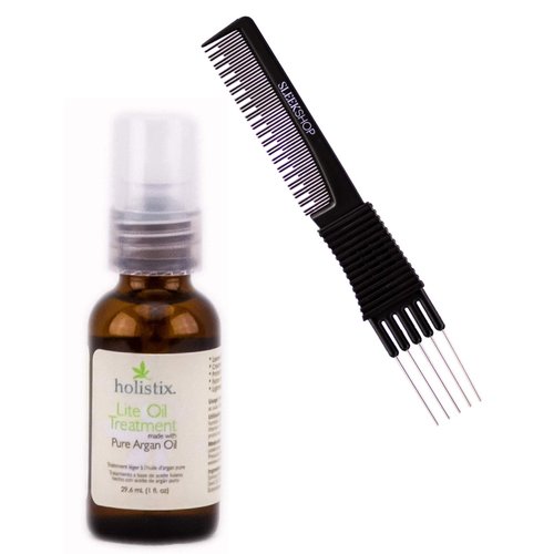 HOLISTIX by Retro Hair, Lite Oil Treatment, Made with Pure ARGAN OIL, Light Hair Serum (w Sleek Premium Carbon Teasing Comb) Holistic Moroccan Morocco (1.0 oz (PACK OF 1)),1.0 Ounce (PACK OF 1)