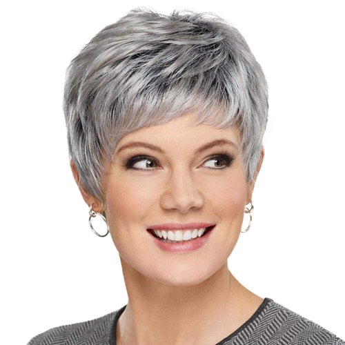 HAIRCUBE Easy Care Wigs Pixie Cut Human Hair Wigs for Women Pretty Short Gray Wigs for Women Natural Realistic