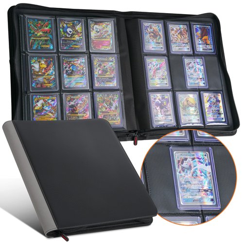 PREZA Toploader Binder - Holds 216 Top Loaders - 9 Pocket Top Loader Binders - Trading Card Binder for Toploaders - Top Loader Binder Card Storage Box (Black)