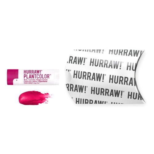 Hurraw! Plantcolor Lip Color No. 2: Red/Purple shade. Highly pigmented tinted balm and lipstick alternative. Vegan and all-natural. Easy application. Buildable. First of its kind. Made in USA