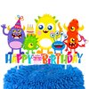 Monster Birthday Cake Topper Monster Bash Birthday Party Supplies Little Monster Cake Decorations for Kids Cartoon Monster Theme Birthday Party Baby Shower Cake Decorations Supplies