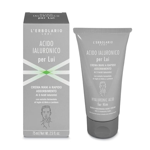 LErbolario Hyaluronic Acid Quick-Absorbing Hand Cream for Men - 2.5 oz Cream