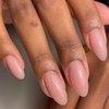 GLAMERMAID Nude Pink Press on Nails Medium Almond, Natural Jelly Gel Nails Pure Stiletto Fake Nails with Design, Short Oval Stick Glue on Nails Tips for Women, Reusable Acrylic Daily False Nail Kits