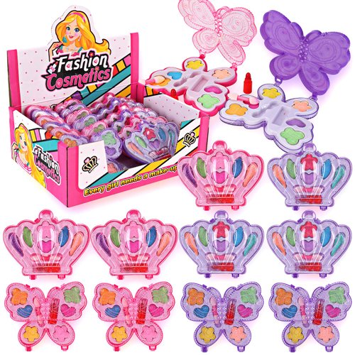 Liberty Imports Petite Girls Cosmetics Play Set - Washable and Non Toxic - Princess Real Makeup Kit with Case - Ideal Gift for Kids (12 Pack Favors)