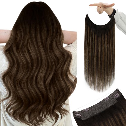 YoungSee Wire Hair Extensions Brown Balayage Wire Extensions Balayage Darkest Brown and Medium Br...