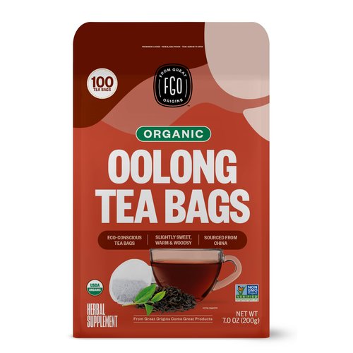 FGO Organic Oolong Tea, Eco-Conscious Tea Bags, 100 Count, Packaging May Vary (Pack of 1)