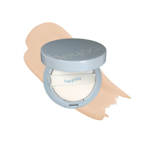 Heyooo Natural Glow Foundation - Light to Medium Coverage Cushion Foundation Makeup with Hyaluronic Acid & Tea Tree Extract - Vegan & Cruelty-Free Cream Foundation - K Beauty - 15g/0.52oz - Ivory