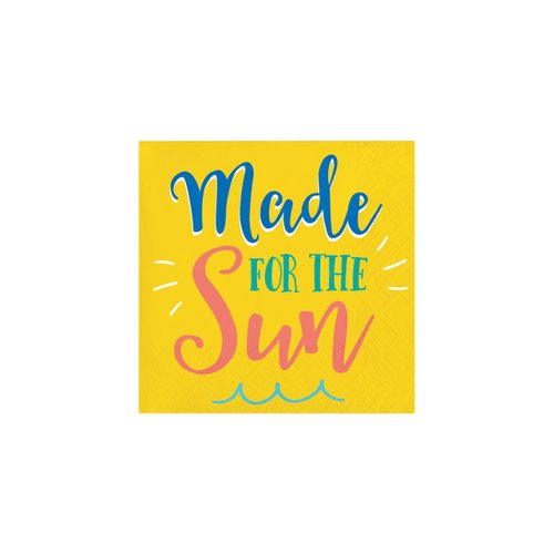 Creative Converting Made for the Sun Beverage Napkins, 5", Blue, White, Red, and Yellow
