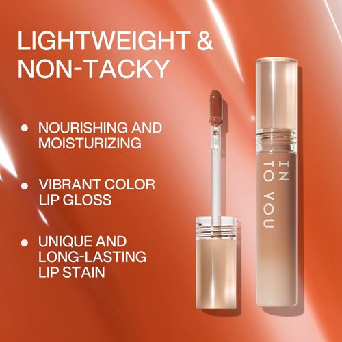 INTO YOU Lip Stain Long Lasting, Lip Gloss, Lip Tint, Lip Plumper Gloss, Glitter Lip Gloss, Liquid Lipstick, Vivid Color, Smudge-Proof, Lightweight, Naturally Moisturizing, Lip Oil For Dry Lips (G07)