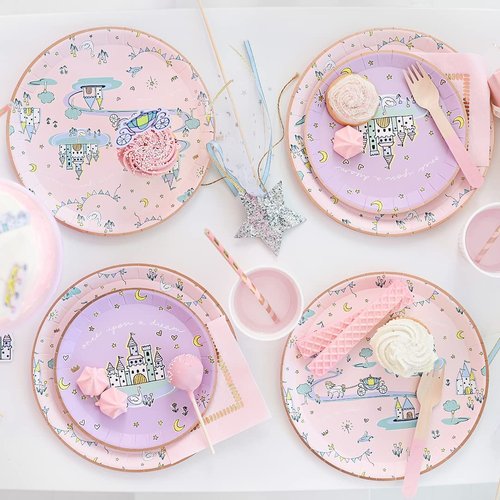 Coterie Princess Paper Plates (Set of 10 Small Plates) Purple Princess Plates for Birthday Party, Baby Shower and More - Princess Party Decorations | 7.25" Princess Party Plates