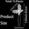 15 Pieces Butterfly Hair Pin Butterfly Hair Clips alloy Rhinestone Crystal Pearl Hair Clips Bridal Wedding Hair Pins Bride Bridesmaid Headwear Hair Accessories for Women Girls