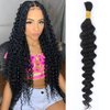 Afrodiva 18 Inch Deep Wave Bulk Human Hair for Braiding No Weft 100% Unprocessed Brazilian Wet and Wavy Curly Braiding Human Hair Extensions Micro Human Braiding Hair for Boho Braids 1 Bundle 50g
