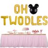 Geloar Oh Twodles Balloons Banner, Oh Twodles 2nd Birthday Party Decorations for Themed of Minnie Micky Mouse for Girl Boy Oh Twodles Birthday Party Supplies Decorations Set Of 12PCS Kit (Gold)