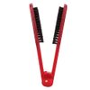 Clamp V-Shaped Hair Straightening Brush - Double-Sided Anti-Static Styling Comb for Hairstyling - Hairdressing Tool for Women, Men, Home and Barber Shop (Red)