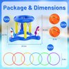 Dokeawo 2-in-1 Pool Toys Games Set, Inflatable Floating Shark Pool Basketball Hoop & Ring Toss Pool Toys for Kids Ages 8-12, Teens, Adults, Family Summer Outdoor Swimming Party Pool Games