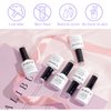 RARJSM Pastel Gel Nail Polish Set 6 Colors Pink Purple Series Chrome Reflective Holographic Glitter Gel Polishes Silver Ch7.5ML Curing Required Soak Off Nail Gel Kit Salon Home Diy French Manicure