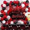 Red and Black Party Decorations, Happy Birthday Decorations for Men Women with Photography Backdrop & Tablecloth Balloons Arch Kit Banner Birthday Party Supplies Bday Decor with Table Cover