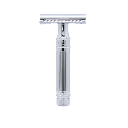 Edwin Jagger DES89LBLAMZ Classic Long Handled Double Edge Manual Eco-Friendly and Reusable Safety Razor for Men and Women for Shaving cream or Soap Fits All DE Razor Blades (Lined)