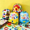 Winrayk 12 Sets Building Blocks Party Favors Birthday Supplies for Kids, Building Block Themed Drawstring Bags Stickers Filler Goody Bag Stuffers, Girls Boys Game Building Blocks Birthday Party Favors
